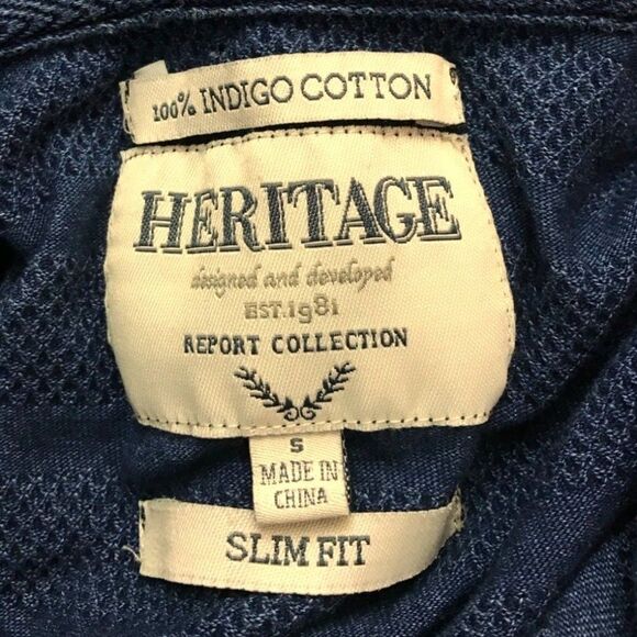 Heritage Report Collection Sz S Slim Indigo Textured Henley Long Sleeve Pullover - Picture 4 of 6
